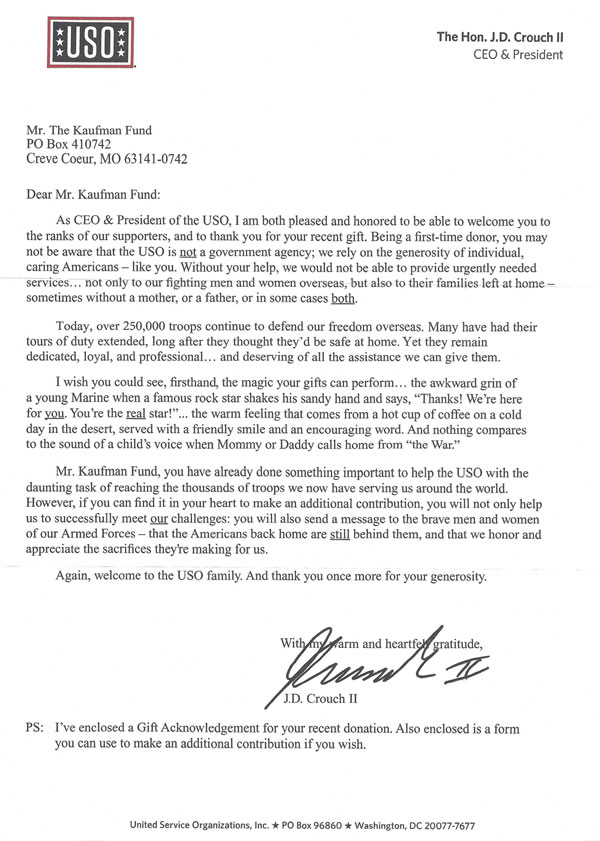 USO letter